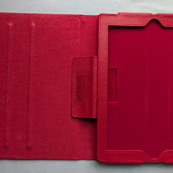 Roocase Red Leather Folio Protective Case Cover Stand Roocase 10"-10.5" Tablet - Picture 3 of 13